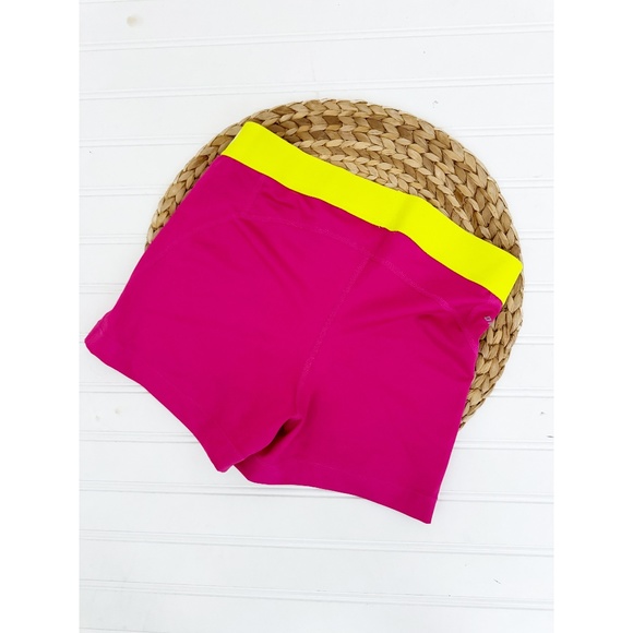 Nike Pro Core Compression Womens Dri- Fit Shorts 3 inch Pink Yellow M - Picture 4 of 4